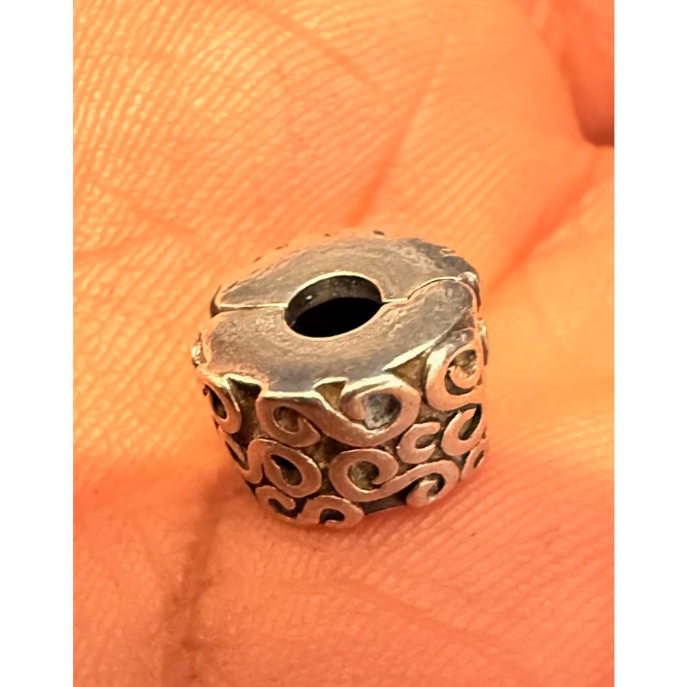 Authentic Pandora Sterling Silver Swirl Clip Charm S925 ALE Retired